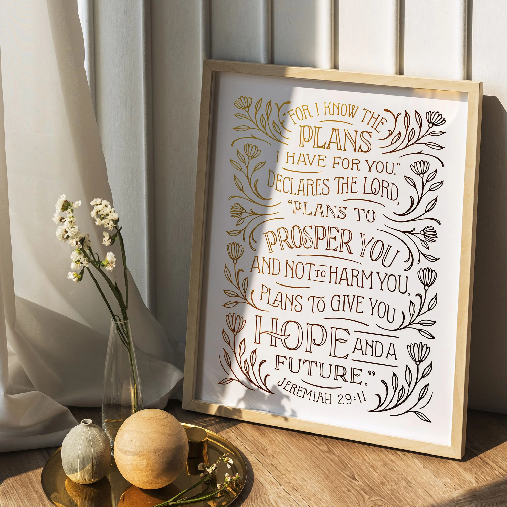 Hope and a Future (Jeremiah 29:11) - Gold/White - Image 5